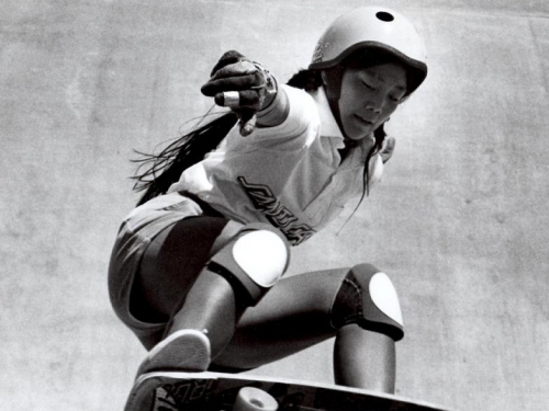 Judi Oyama for Santa Cruz Skateboards, 1970s. Smithsonian's National Museum of American History.