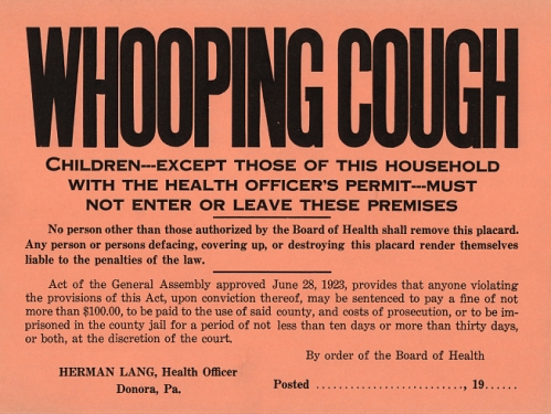 Whooping Cough quarantine poster
