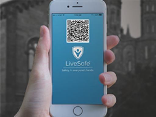 Photo of the LiveSafe app on a cellphone.