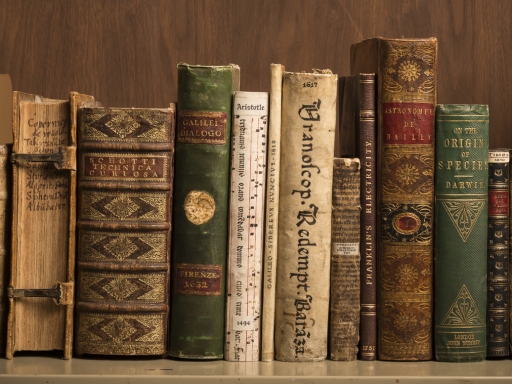 bookshelf with leather bound books