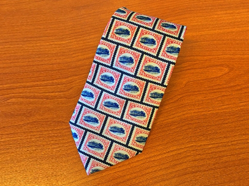 tie with stamps on it