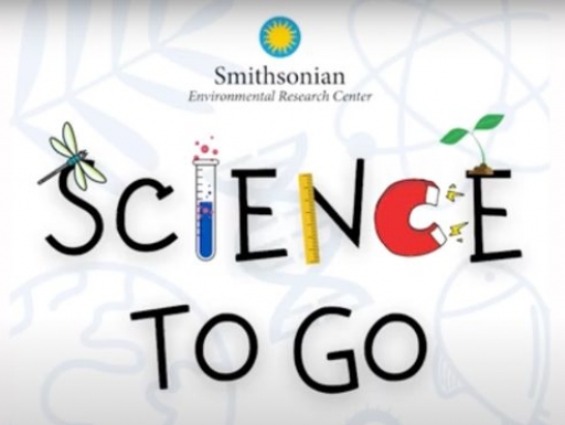 Text: Science to Go, with the word "Science" filled with scientific icons