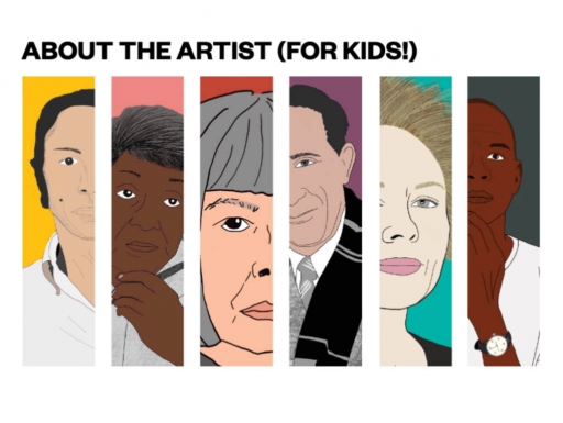 Graphic: Cropped images of famous artists in graphic style. Text: Grades 3–5