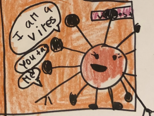 child's drawing of a coronavirus
