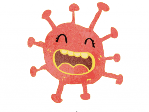 Childlike illustration of a coronavirus