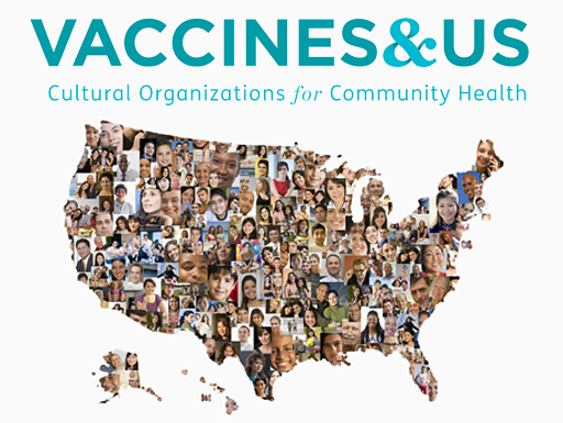 Vaccines and US with map of US made from a collage of faces