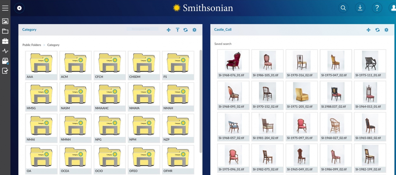 Smithsonian DAMS screen.