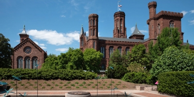 View of the Smithsonian Castle from the garden
