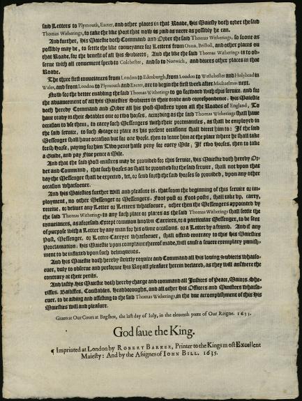 Second page of two-page King's proclamation