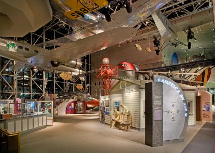 Exhibit hall at the Air and Space Museum