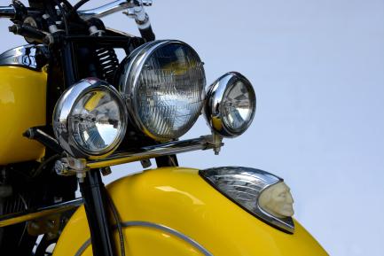 close up of motorcycle headlight