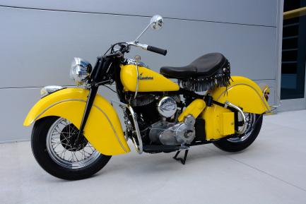 Side view of yellow otorcycle