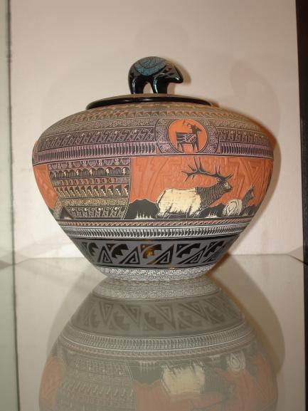 Vase with Native American design