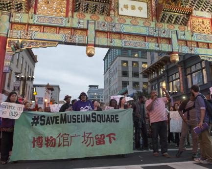 protesters in Chinatown