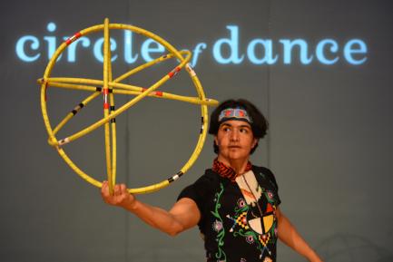 Dancer with yellow hoops