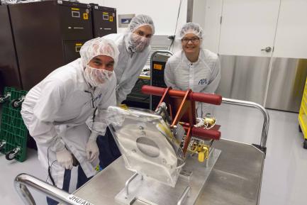 Getting ready to put the Solar Probe Cup (SPC) on the Parker Solar Prob