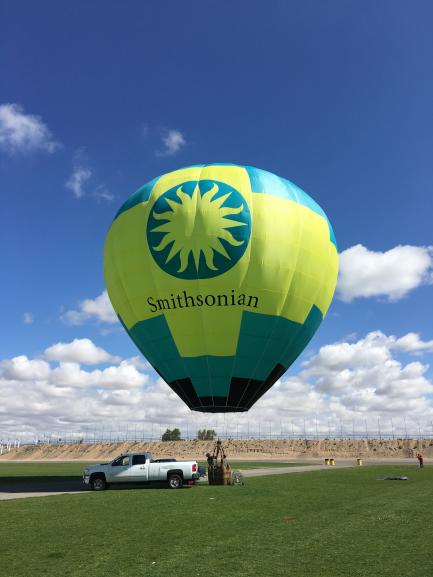 Inflated balloon with Smithsonian colors and logo