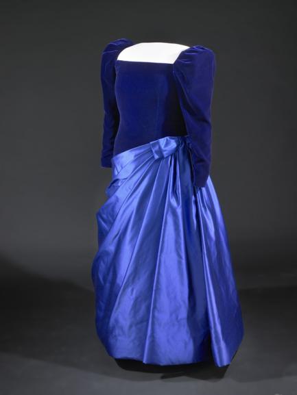 royal-blue gown.