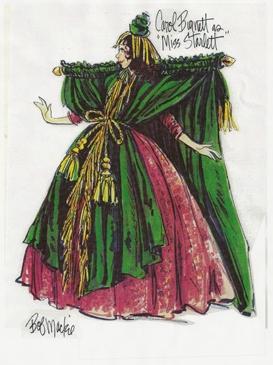drawing of dress with curtain rod shoulder pads