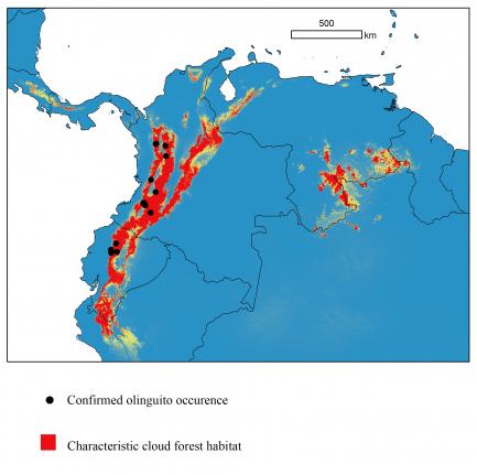 Olinguito Distribution Map