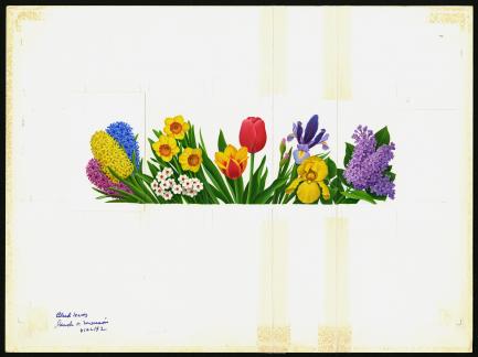 stamp art of spring flowers