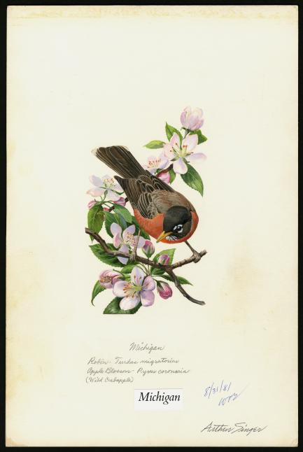 stamp art of robin