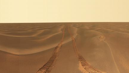 Mars surface with tire tracks