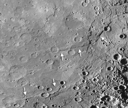 Black and white image of Mercury's surface
