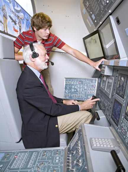 Secretary Clough in Flight Simulator