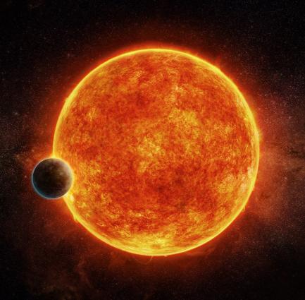 Artists rendering of planet orbiting sun