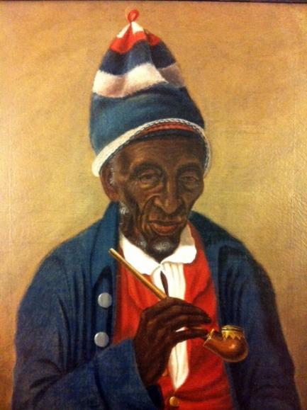 colorful portrait of older black man wearing knit hat