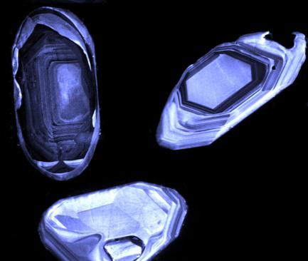 magnified zircon crystals