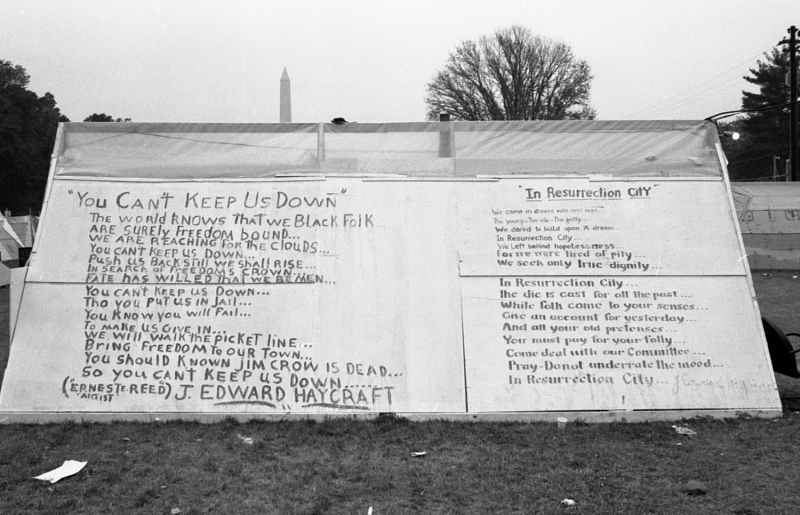 Tent with song lyrics