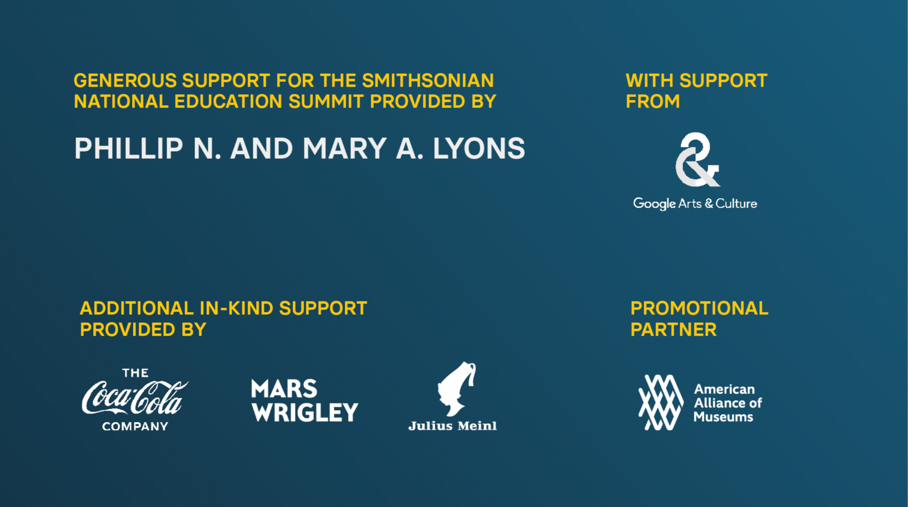 List of sponsors for the 2023 National Education Summit. 