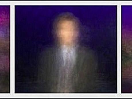 Three digitially blurred and out of focus images of late night television hosts Jay Leno, Conan O'Brien, and David Letterman